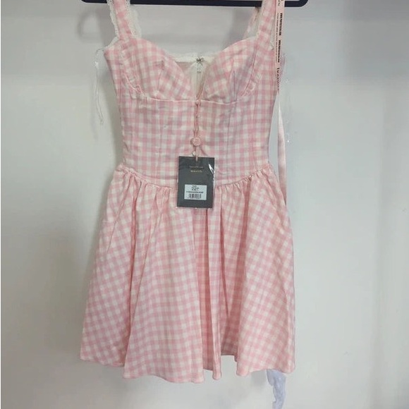 House of CB Pink Checkered Maxi Dress - Picture 1 of 5